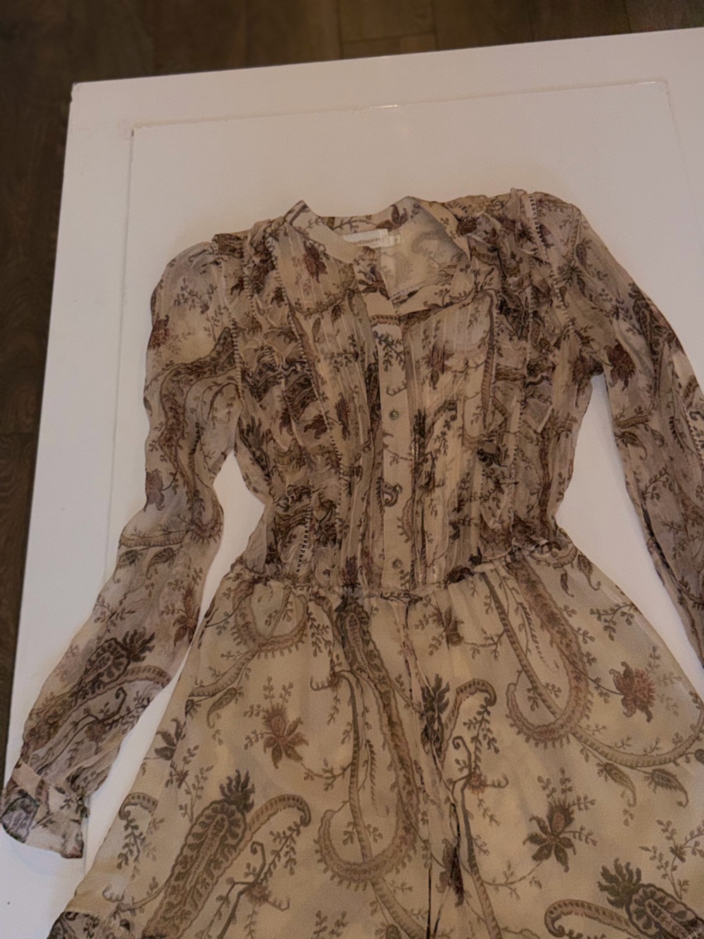 Zimmermann Beige Paisley Sheer Button-Front Blouse